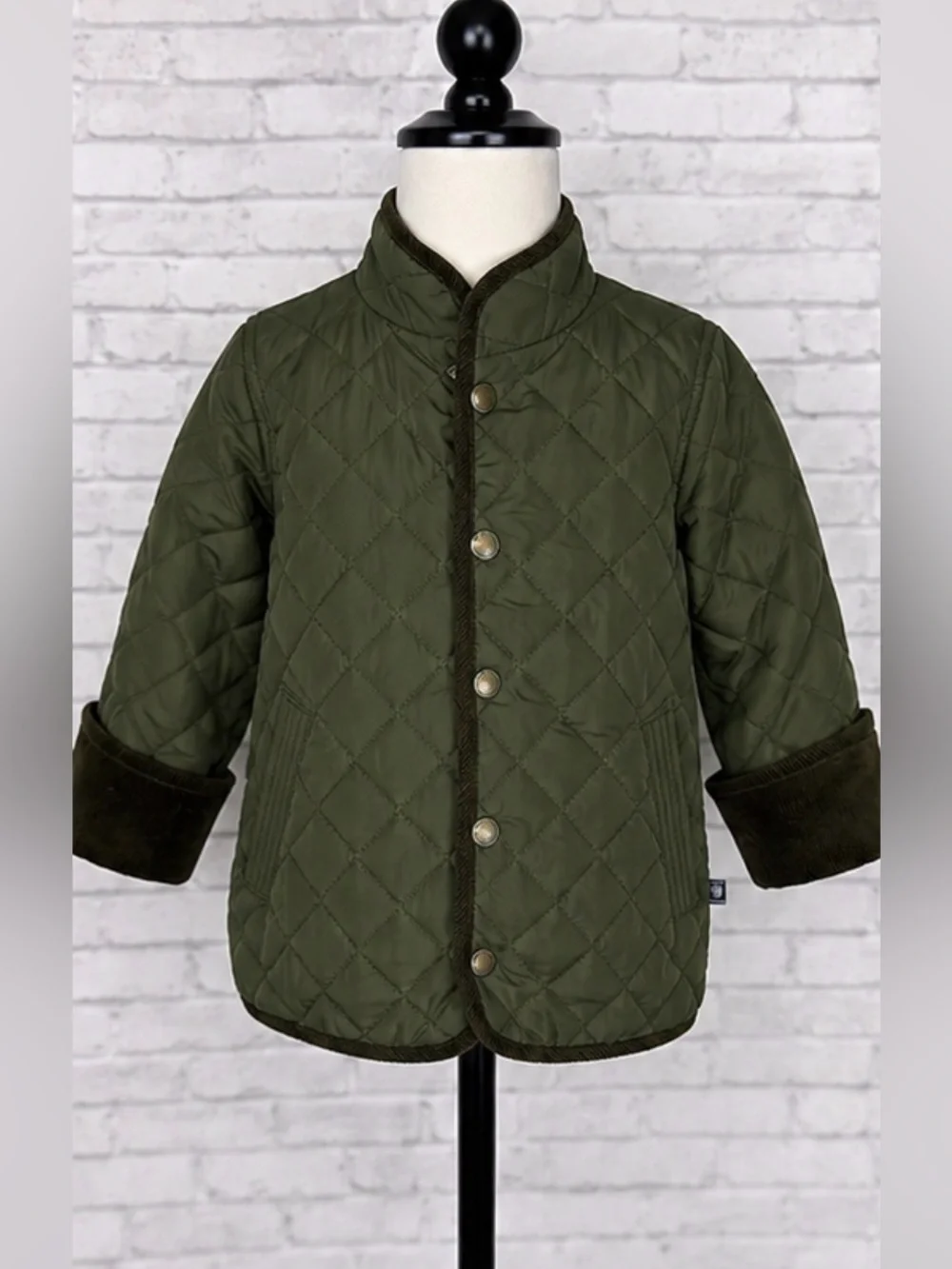 Eland Kids Quilted Barn Jacket 3T Toddler Boy Olive Green Corduroy Fall Winter